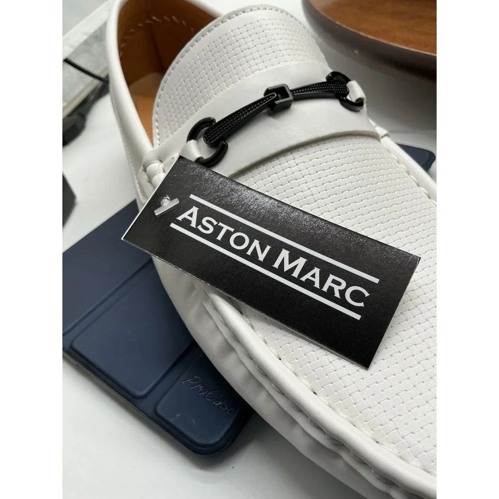 Aston Marc Drive-01 Mens White Driving Loafers Bit Detail Slip On Shoes 13 M